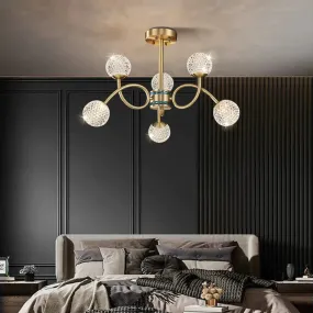 Modern Luxury Personality Copper Living Room Lamp Creative Nordic Bedroom Simple Chandelier Golden Restaurant Art Copper Lamp