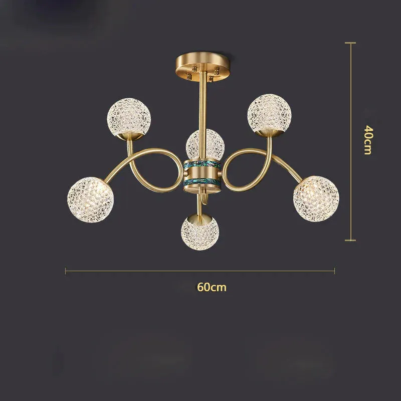 Modern Luxury Personality Copper Living Room Lamp Creative Nordic Bedroom Simple Chandelier Golden Restaurant Art Copper Lamp