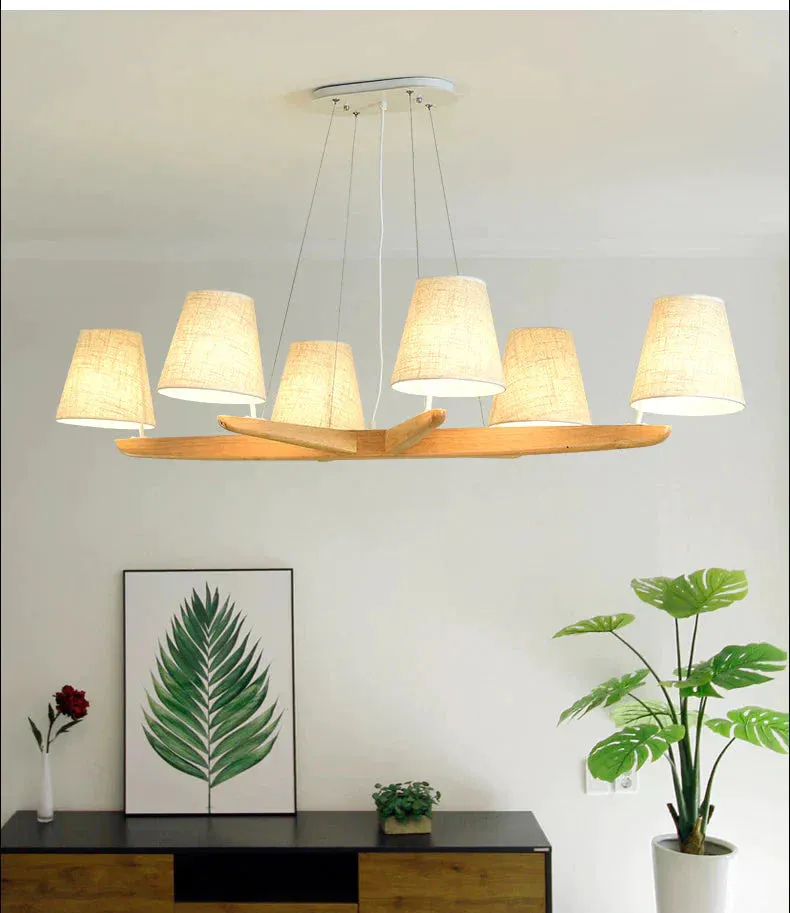 Modern Simple Bar Restaurant Study Creative Dining Table Log Solid Wood Lamps Nordic Style Personalized Chandelier