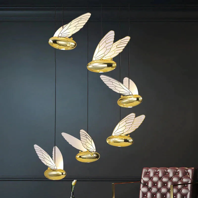 Modern Simple Living Room Bee Chandelier Stair Decoration LED Lamps