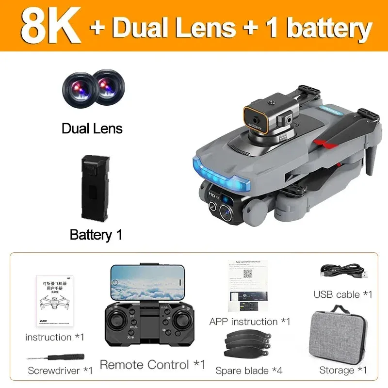 New P15 RC Mini Drone 8K Three Camera Wide Angle Optical Flow