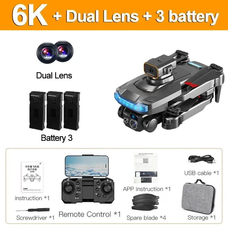 New P15 RC Mini Drone 8K Three Camera Wide Angle Optical Flow