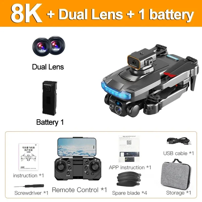 New P15 RC Mini Drone 8K Three Camera Wide Angle Optical Flow