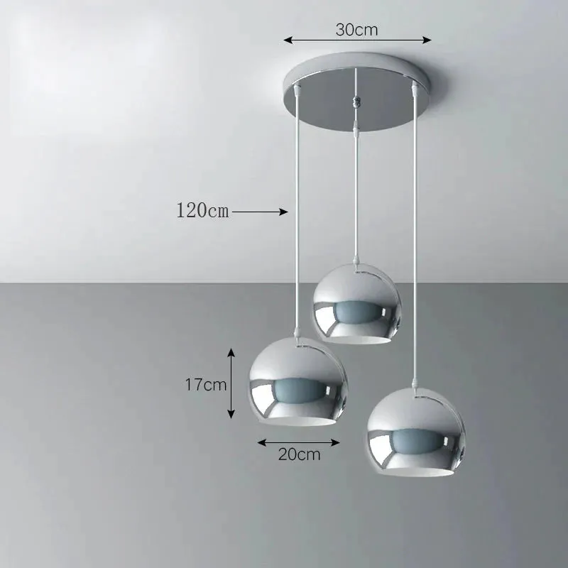 Nordic Creative Chandelier Light Luxury Restaurant Simple Single Head Three Head Silver Bar Lamp