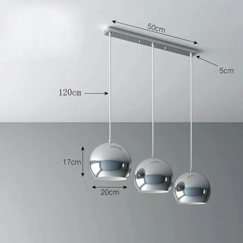 Nordic Creative Chandelier Light Luxury Restaurant Simple Single Head Three Head Silver Bar Lamp