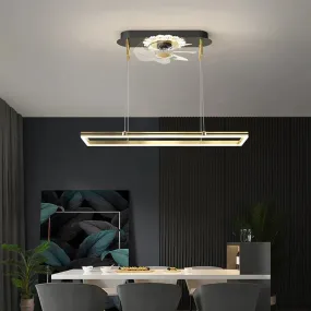 Nordic Luxury Fan Chandelier Living Room Rectangular Simple Dining Room Bedroom Ceiling Lamps