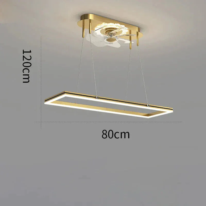 Nordic Luxury Fan Chandelier Living Room Rectangular Simple Dining Room Bedroom Ceiling Lamps