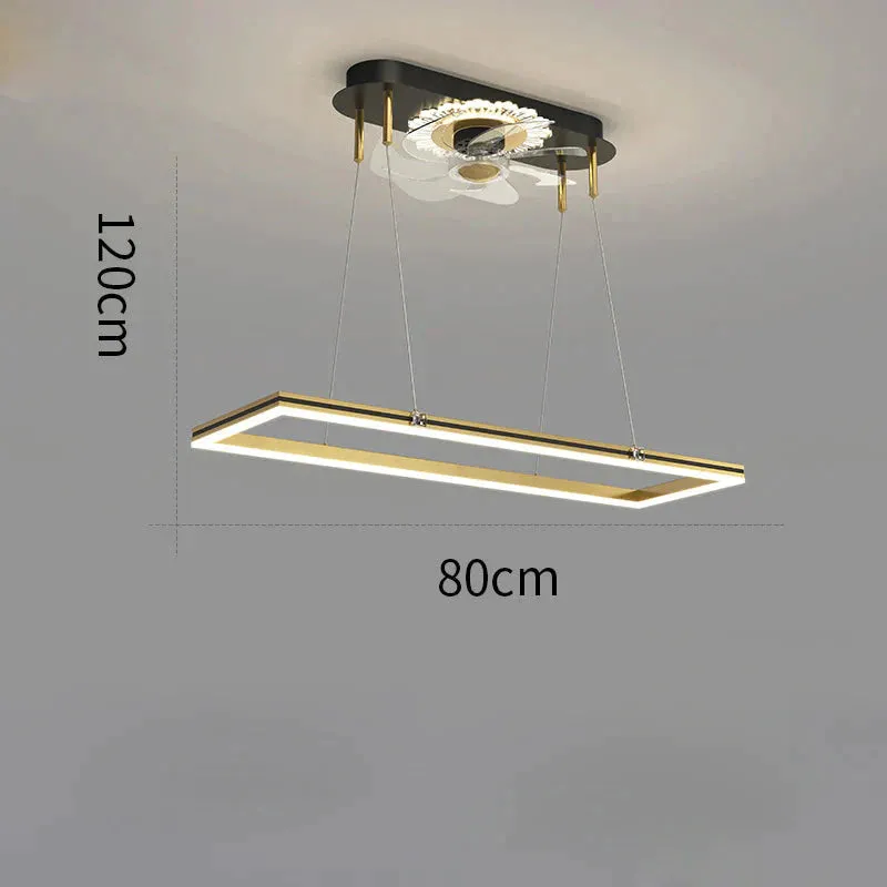 Nordic Luxury Fan Chandelier Living Room Rectangular Simple Dining Room Bedroom Ceiling Lamps