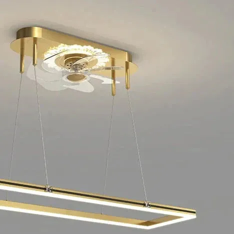 Nordic Luxury Fan Chandelier Living Room Rectangular Simple Dining Room Bedroom Ceiling Lamps