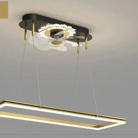 Nordic Luxury Fan Chandelier Living Room Rectangular Simple Dining Room Bedroom Ceiling Lamps