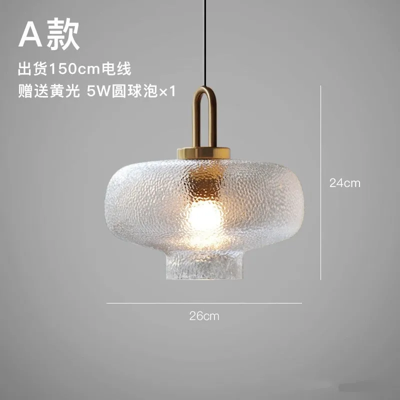 Nordic Modern Hand Blown  Crater Pattern Glass Pendant Ceiling Light Fixture for Living Room, Kitchen, Bedroom, Dining Room and Bar