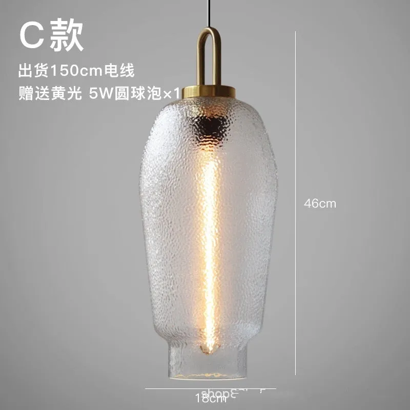 Nordic Modern Hand Blown  Crater Pattern Glass Pendant Ceiling Light Fixture for Living Room, Kitchen, Bedroom, Dining Room and Bar