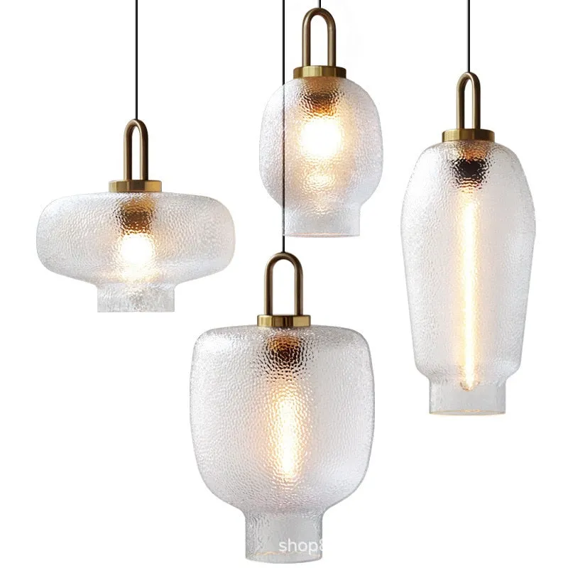Nordic Modern Hand Blown  Crater Pattern Glass Pendant Ceiling Light Fixture for Living Room, Kitchen, Bedroom, Dining Room and Bar