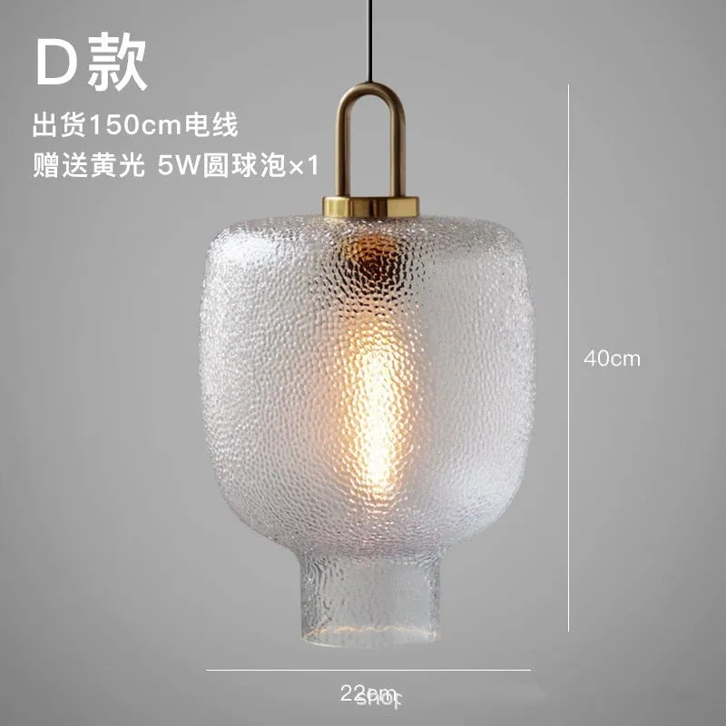 Nordic Modern Hand Blown  Crater Pattern Glass Pendant Ceiling Light Fixture for Living Room, Kitchen, Bedroom, Dining Room and Bar