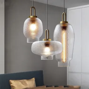 Nordic Modern Hand Blown  Crater Pattern Glass Pendant Ceiling Light Fixture for Living Room, Kitchen, Bedroom, Dining Room and Bar