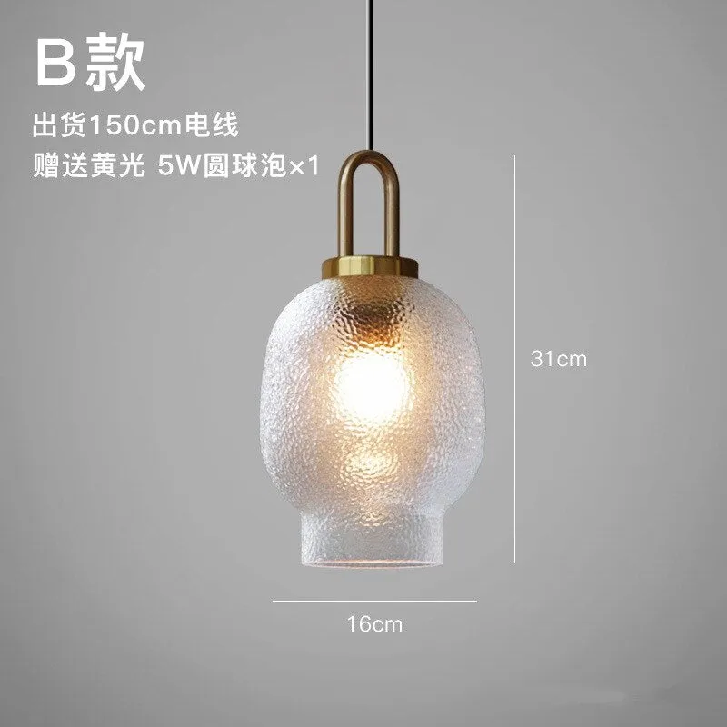 Nordic Modern Hand Blown  Crater Pattern Glass Pendant Ceiling Light Fixture for Living Room, Kitchen, Bedroom, Dining Room and Bar