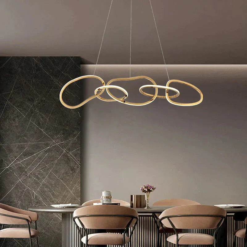 Nordic Personality Circle Stainless Steel Living Room Chandelier
