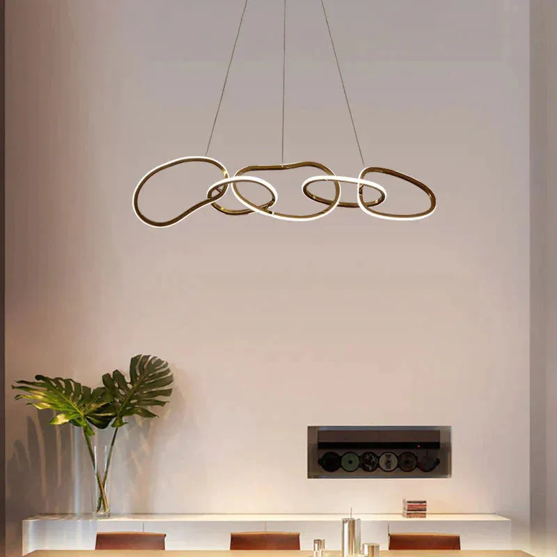 Nordic Personality Circle Stainless Steel Living Room Chandelier