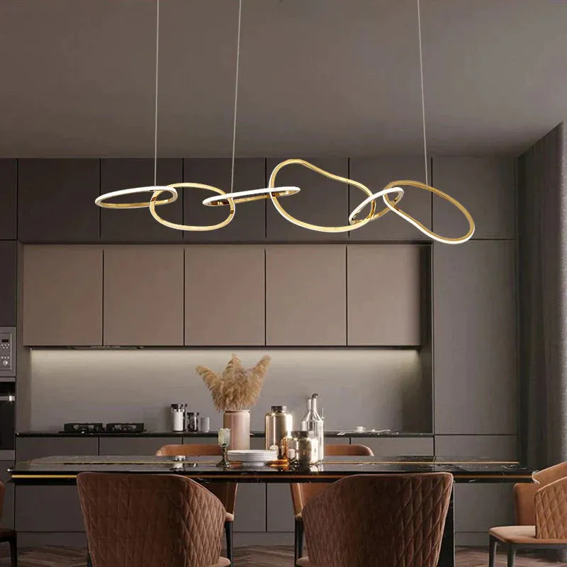 Nordic Personality Circle Stainless Steel Living Room Chandelier