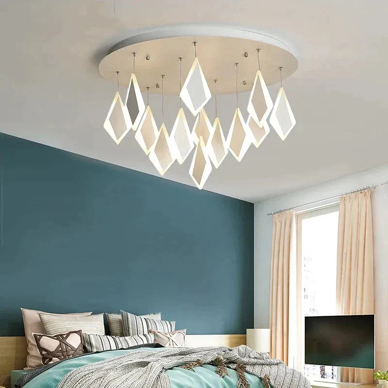 Post Modern LED Pendant Lights Rhombus Acrylic Decor Pendant Lamp For Dining Room Bedroom Kitchen Nordic Living Room Light