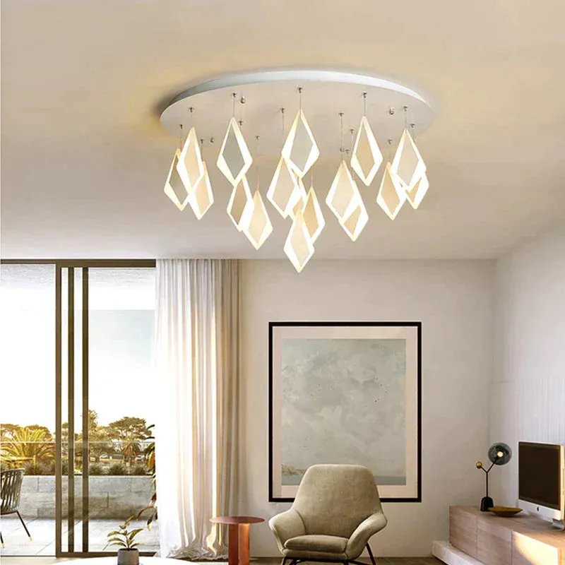 Post Modern LED Pendant Lights Rhombus Acrylic Decor Pendant Lamp For Dining Room Bedroom Kitchen Nordic Living Room Light