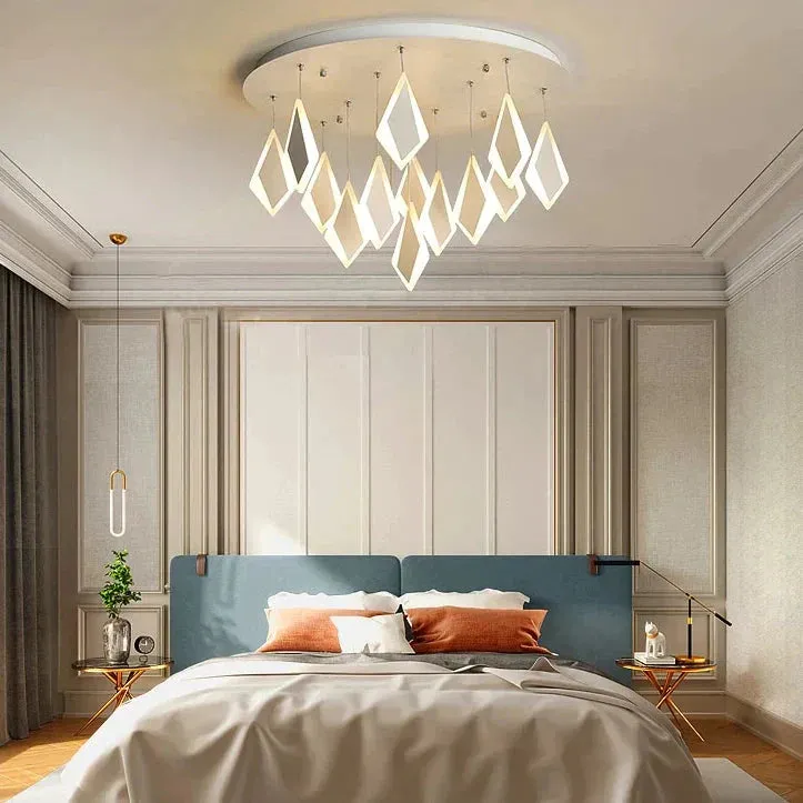 Post Modern LED Pendant Lights Rhombus Acrylic Decor Pendant Lamp For Dining Room Bedroom Kitchen Nordic Living Room Light
