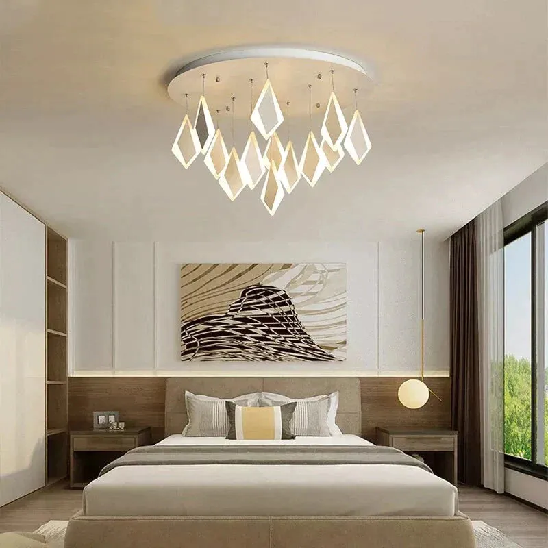 Post Modern LED Pendant Lights Rhombus Acrylic Decor Pendant Lamp For Dining Room Bedroom Kitchen Nordic Living Room Light