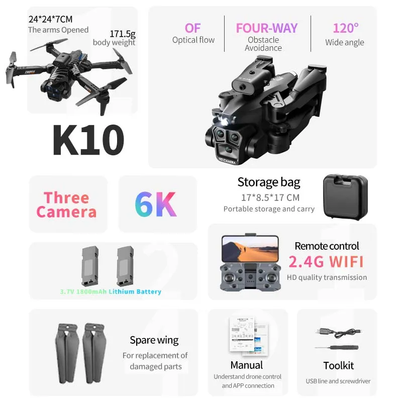 Quality KBDFA K10 Max Drone Professional Aerial Photography, Obstacle Avoidance GPS Drone