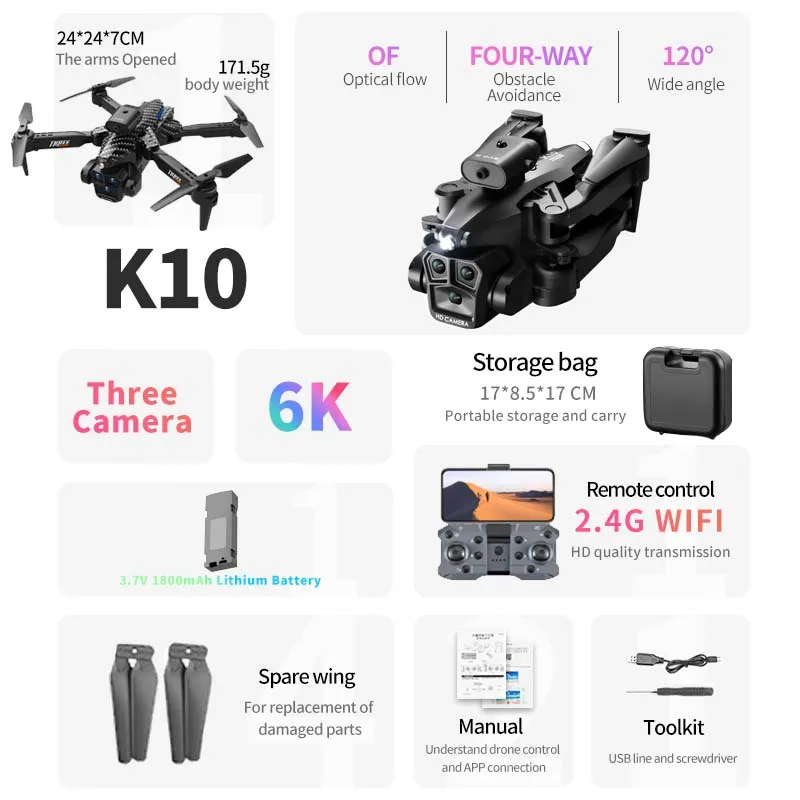 Quality KBDFA K10 Max Drone Professional Aerial Photography, Obstacle Avoidance GPS Drone