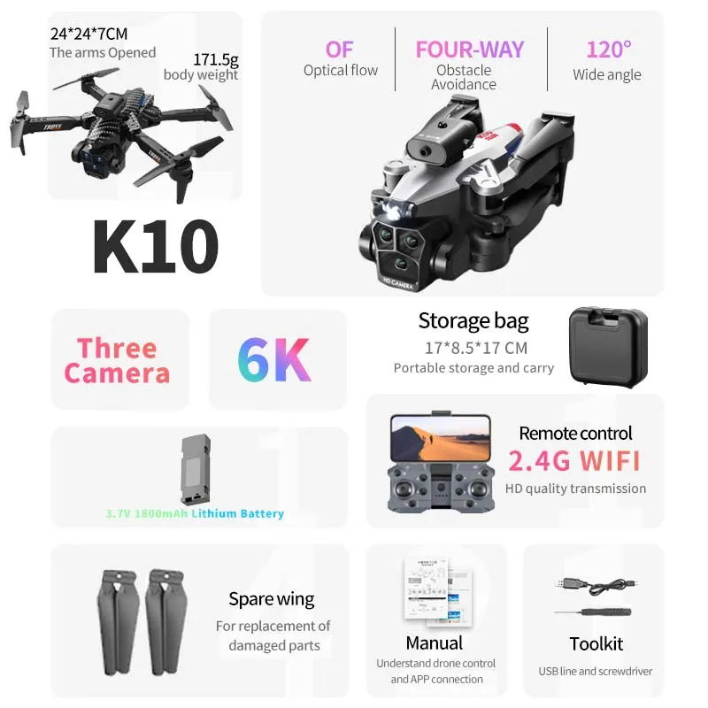 Quality KBDFA K10 Max Drone Professional Aerial Photography, Obstacle Avoidance GPS Drone