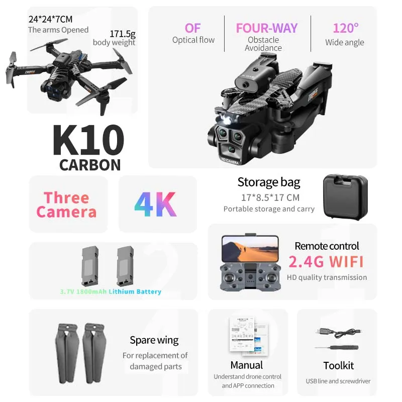 Quality KBDFA K10 Max Drone Professional Aerial Photography, Obstacle Avoidance GPS Drone