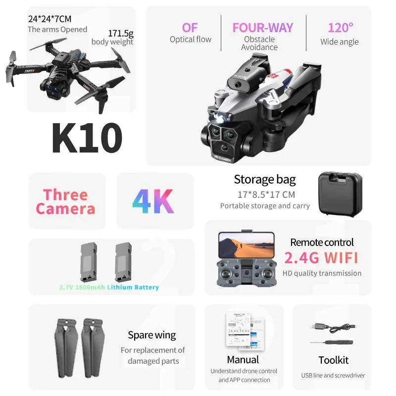 Quality KBDFA K10 Max Drone Professional Aerial Photography, Obstacle Avoidance GPS Drone