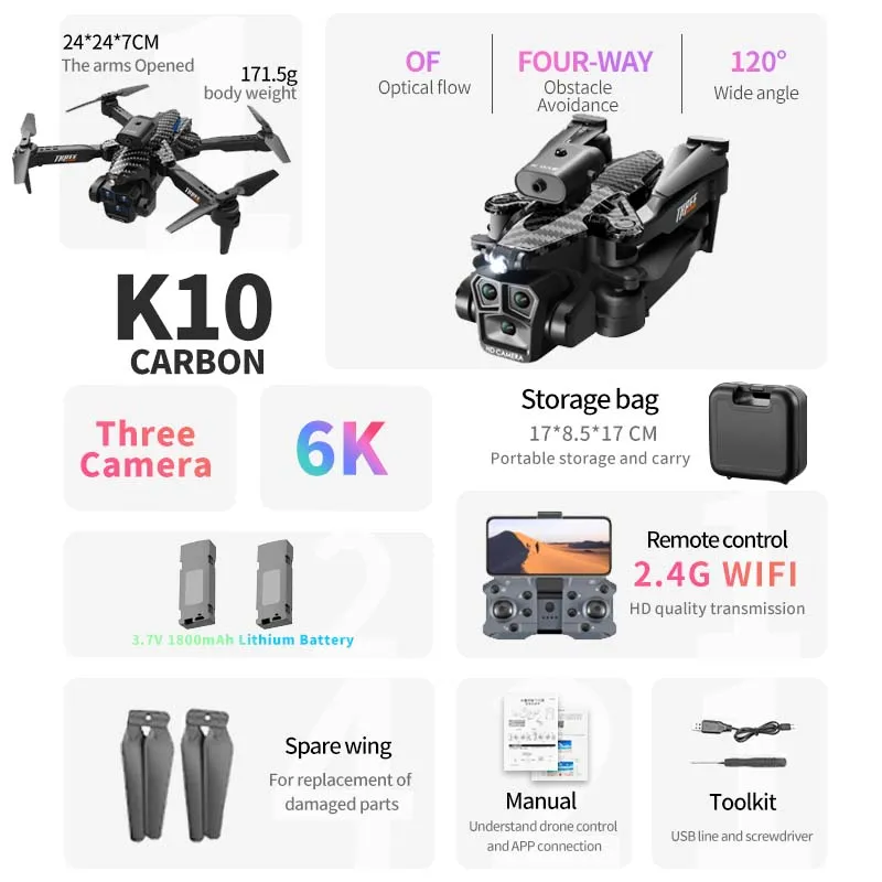 Quality KBDFA K10 Max Drone Professional Aerial Photography, Obstacle Avoidance GPS Drone