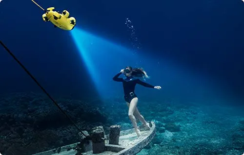 QYSEA FIFISH V6 Underwater Drone with Head-Tracking Function   VR Box   100M Cable   Spool   64G Internal Storage Bundle