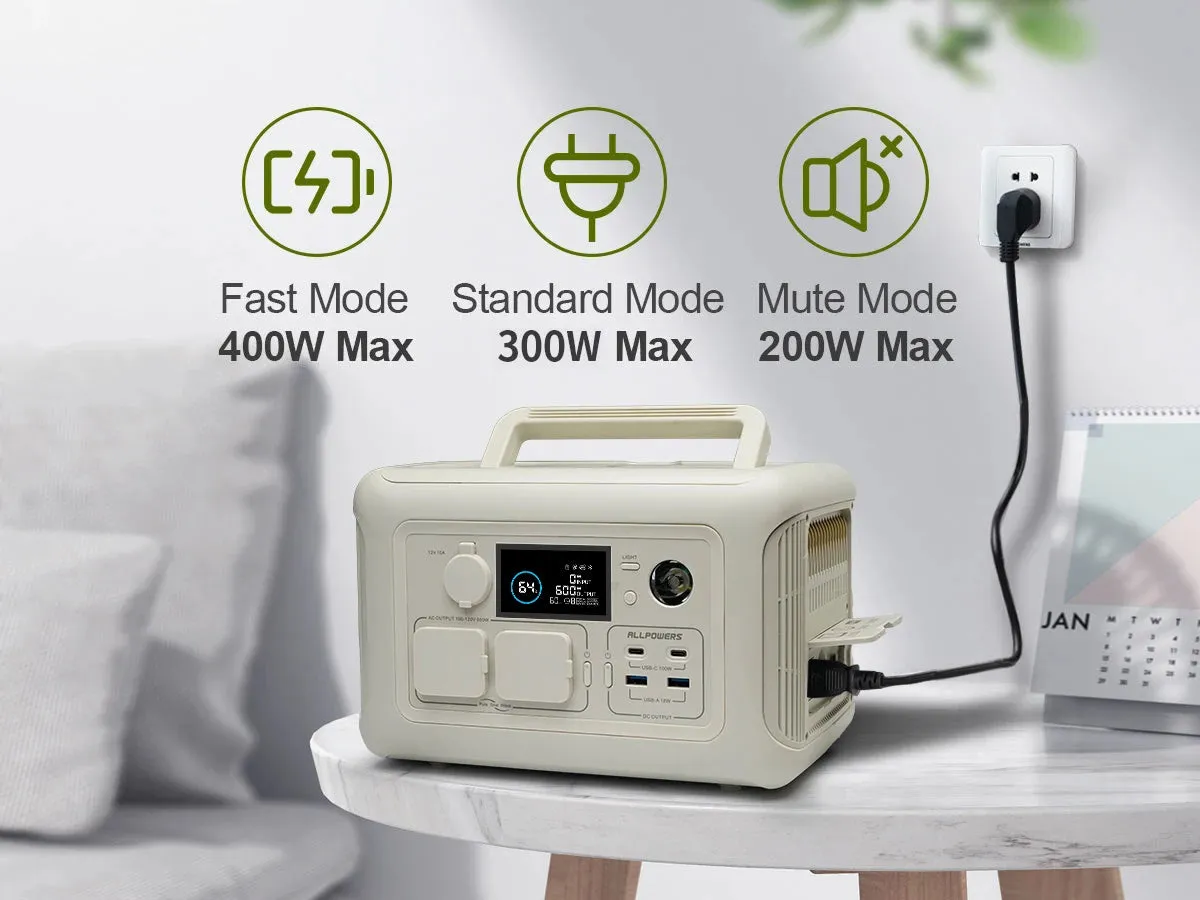 R600 Portable Generator 299Wh 600W with AC Outlets LiFePO4 Battery for Home and Camping