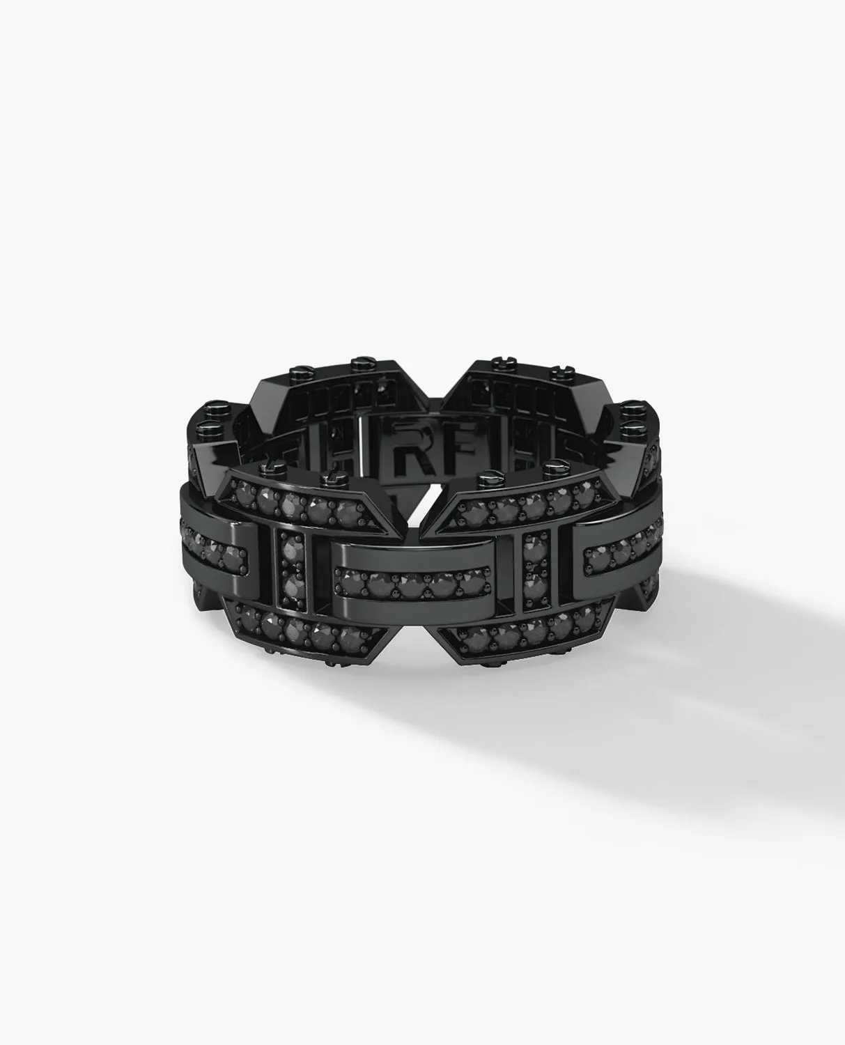 Ready to Ship - BRIGGS EverBlak Gold Ring with 1.00ct Black Diamonds & Initials