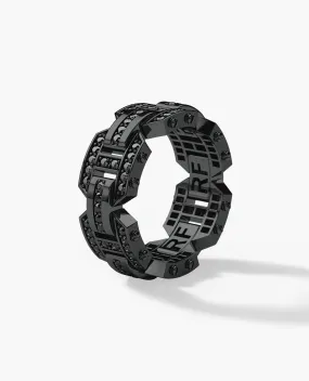 Ready to Ship - BRIGGS EverBlak Gold Ring with 1.00ct Black Diamonds & Initials