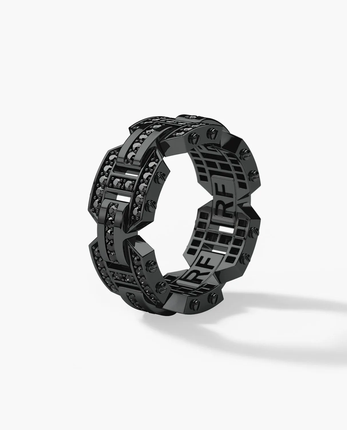 Ready to Ship - BRIGGS EverBlak Gold Ring with 1.00ct Black Diamonds & Initials