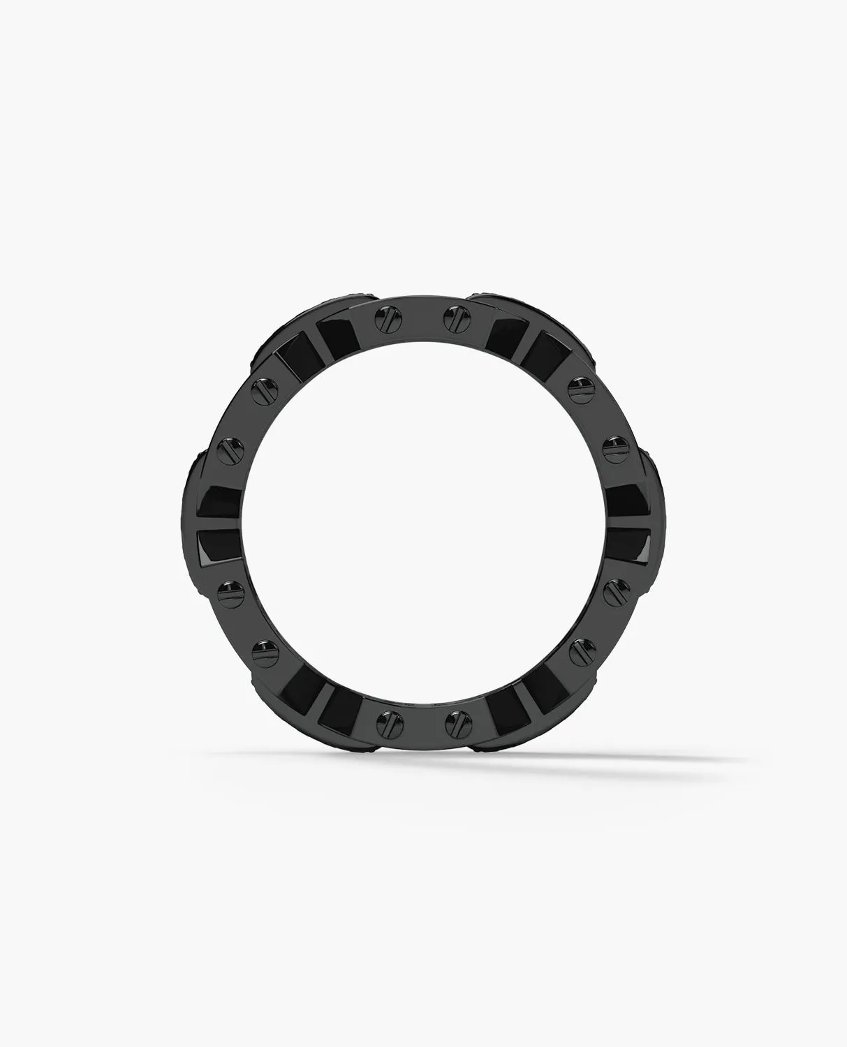Ready to Ship - BRIGGS EverBlak Gold Ring with 1.00ct Black Diamonds & Initials