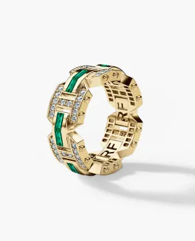 Ready to Ship - BRIGGS Gold Ring with 2.00ct Diamonds and Emeralds