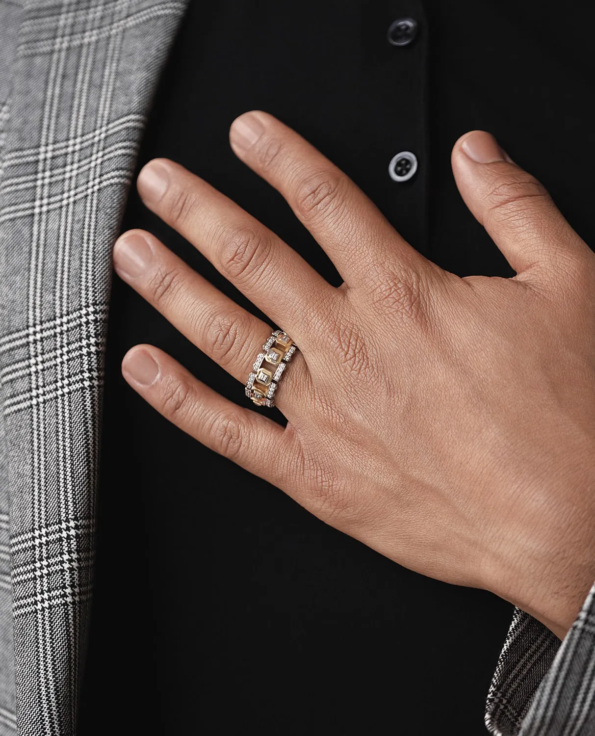 Ready to Ship - LA PAZ 14k White & Yellow Gold Ring with 1.20ct Diamonds