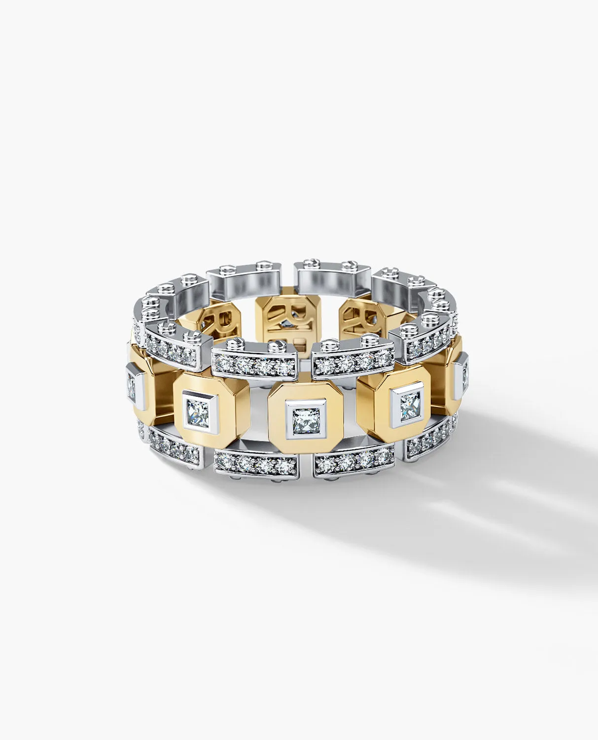 Ready to Ship - LA PAZ 14k White & Yellow Gold Ring with 1.20ct Diamonds