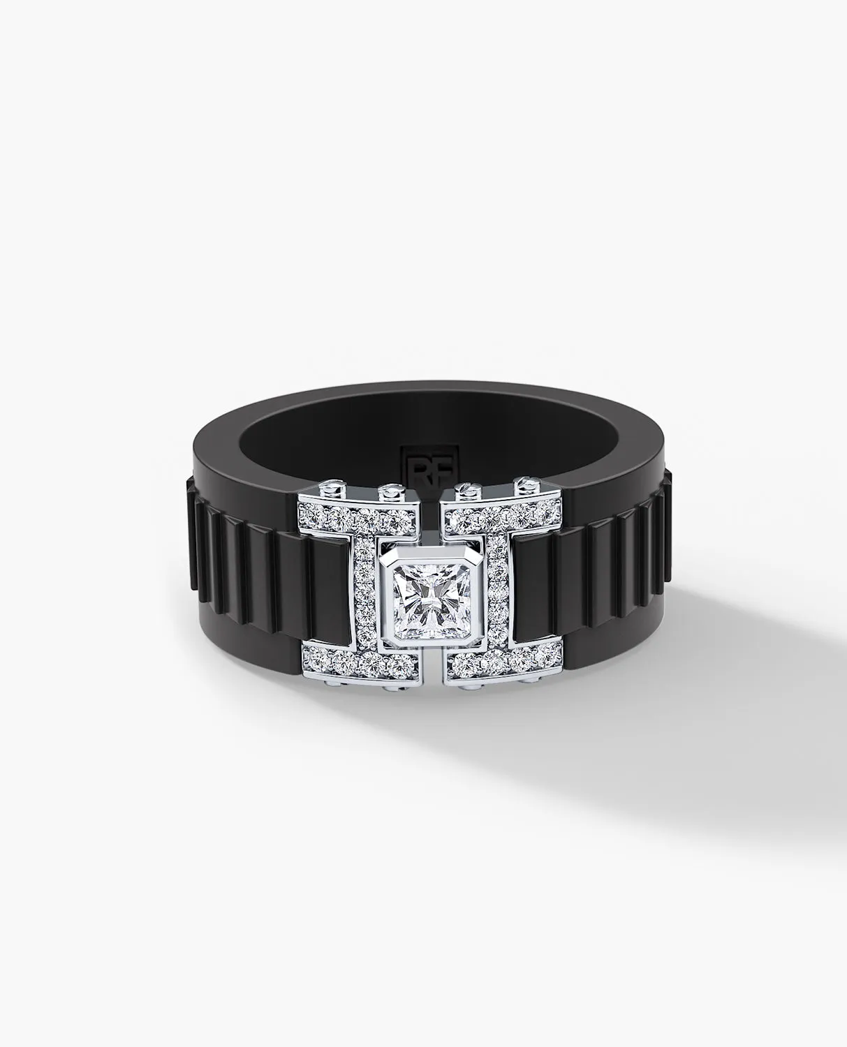 Ready to Ship - LA PAZ Atomic Silicone & Platinum Ring with 0.50ct Diamonds