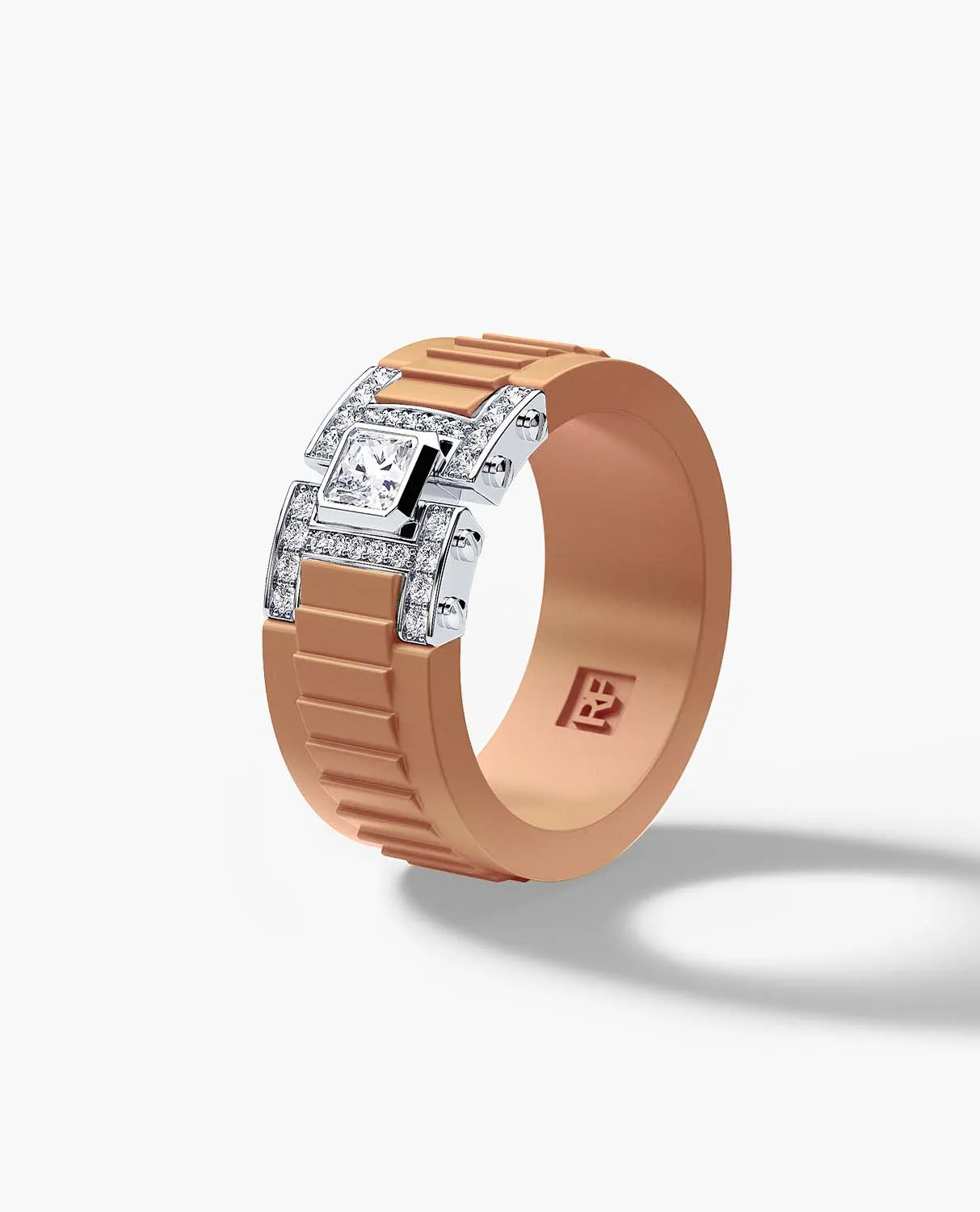 Ready to Ship - LA PAZ Atomic Silicone & Platinum Ring with 0.50ct Diamonds