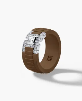 Ready to Ship - LA PAZ Atomic Silicone & Platinum Ring with 0.50ct Diamonds