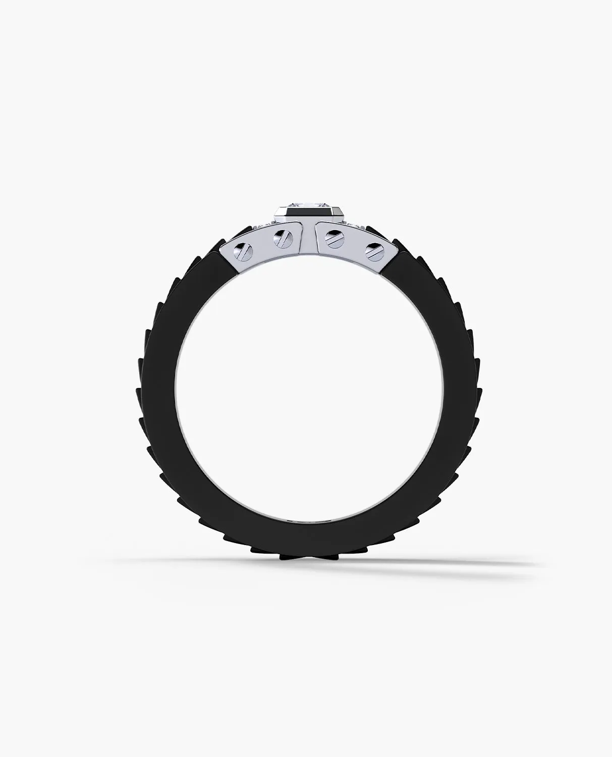 Ready to Ship - LA PAZ Atomic Silicone & Platinum Ring with 0.50ct Diamonds