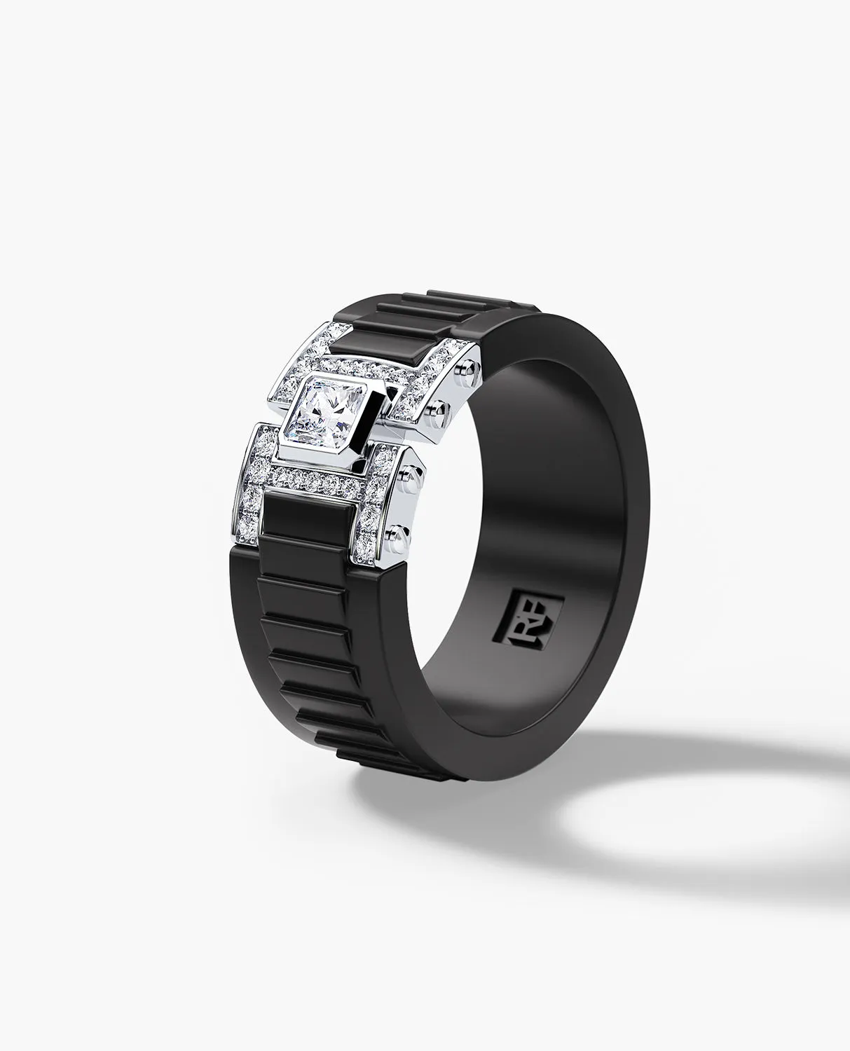 Ready to Ship - LA PAZ Atomic Silicone & Platinum Ring with 0.50ct Diamonds