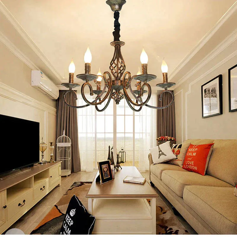 Retro Chandelier American Country Creative Wrought Iron Personality