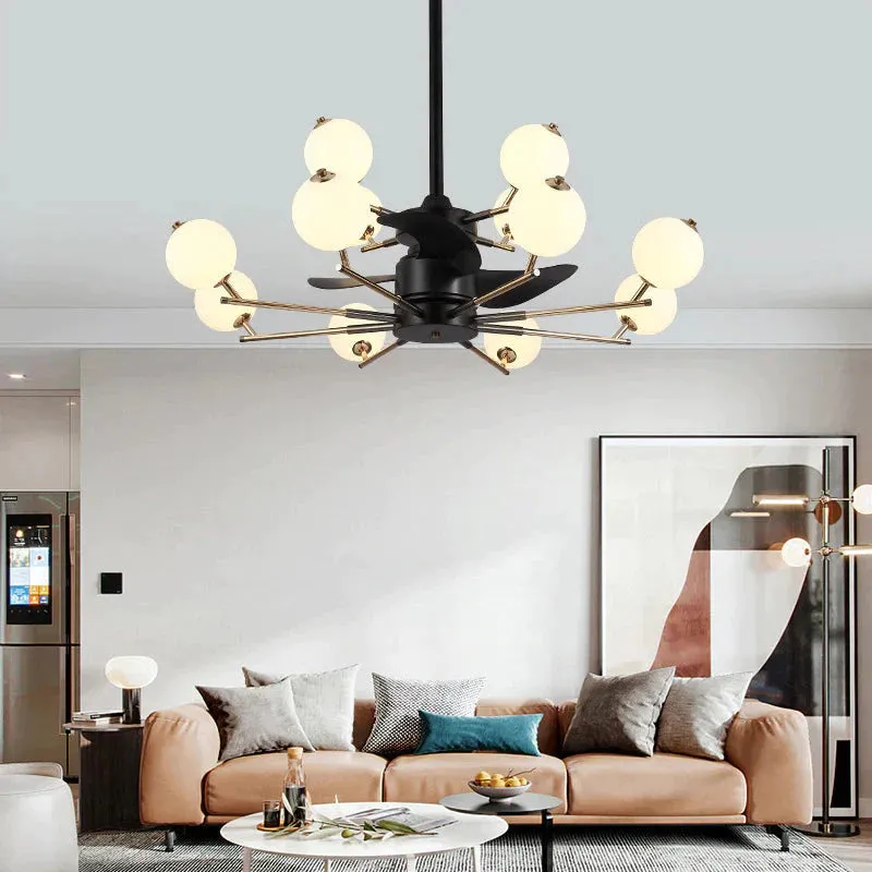 Simple and Luxurious Modern Fan Lamp Living Room Dining Room Study Chandelier