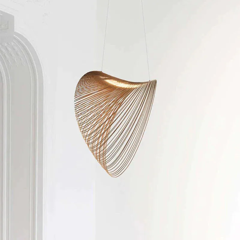 Simple Suspension Hollow Wooden Birch Chandelier
